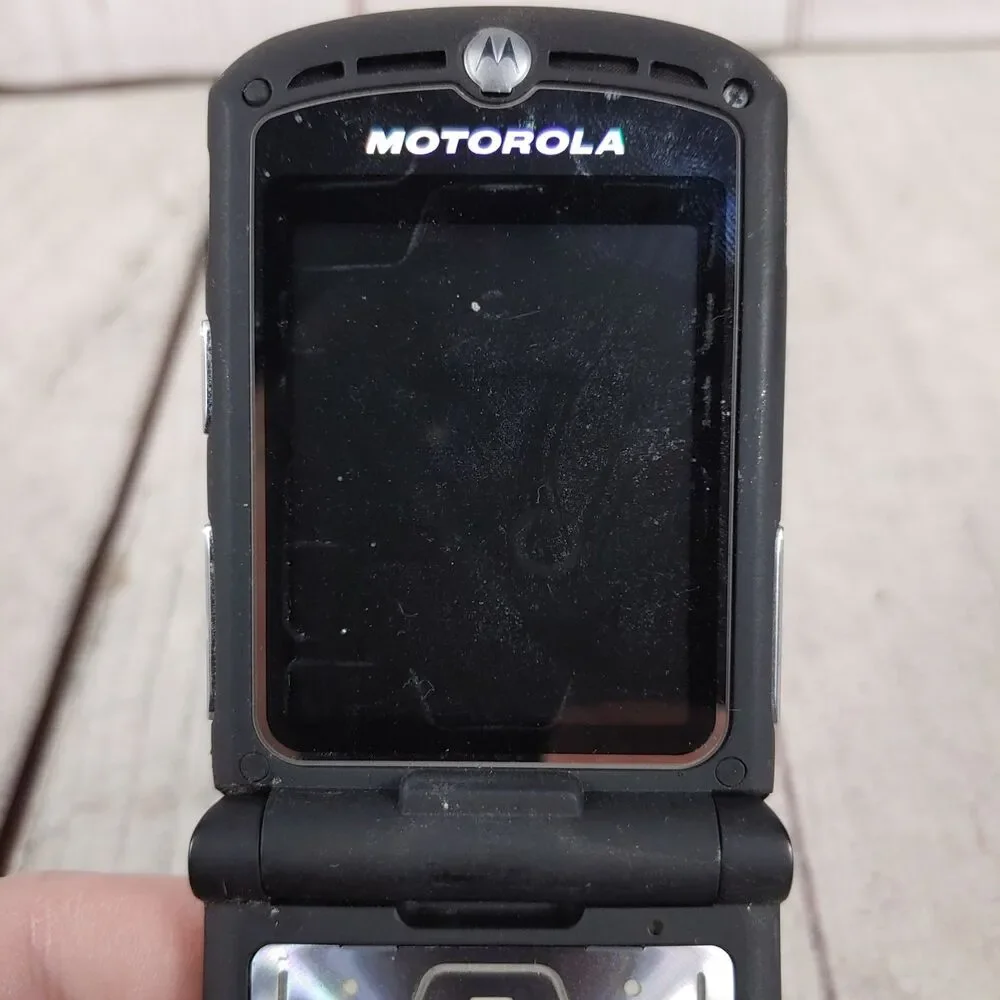 Motorola RAZR V3 Flip Cell Phone - Unlocked GSM Bluetooth - BLACK PINK - Tested